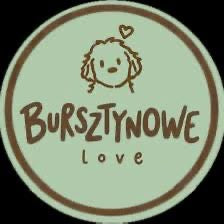Logo Bursztynowe Love z ilustracją psa i serduszkiem – marki związanej z psami oraz partnera Paw Rituals.