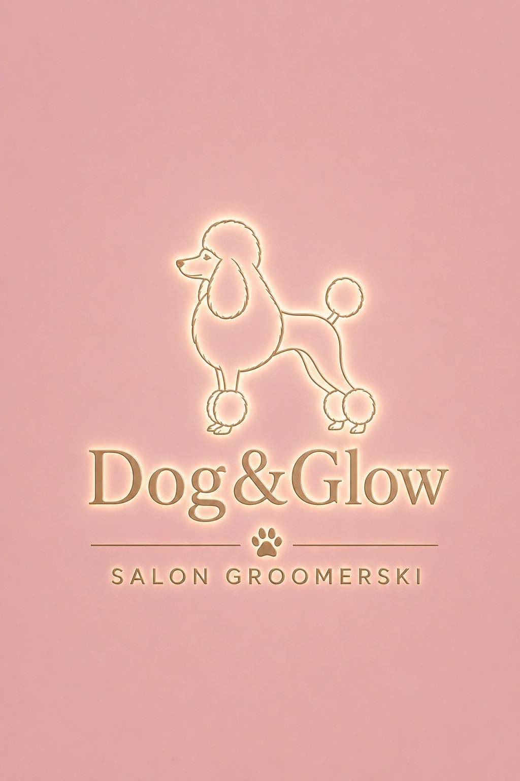 Logo Dog&Glow – salonu groomerskiego i partnera Paw Rituals w profesjonalnej pielęgnacji psów.