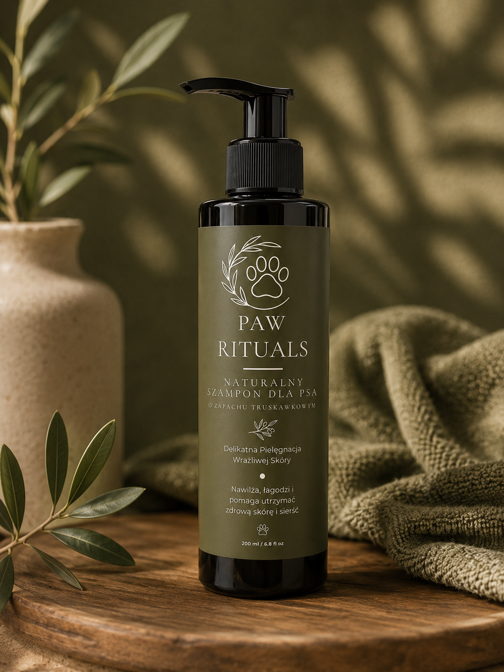 Naturalny szampon dla psów Paw Rituals 200 ml z delikatnymi składnikami myjącymi i naturalnym ekstraktem z truskawki. Nawilża, oczyszcza oraz wspiera zdrową skórę i miękką, lśniącą sierść psa.